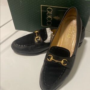 Gucci Black Loafers with Gold Hardware